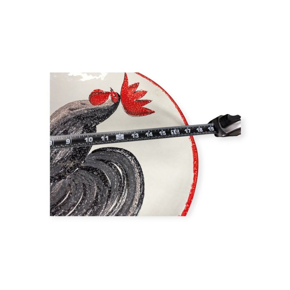 Cristina Fortini Italian Large Artisan Non-Uniform Rooster Serving Round Platter - Picture 7 of 11